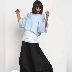 Planet by Lauren G Scuba Jackie O Top 1X Oversized Draped Cowl Cropped NWOT